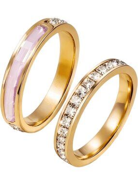 Color Changing UV Reactive Eternity Rings for Women - 14K Gold Plated Jewelry